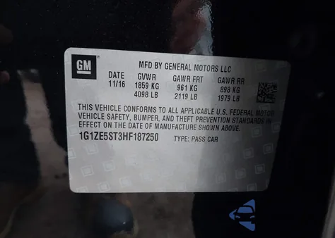 2017 Chevrolet Malibu 1Lt z USA, uszkodzony, nr VIN 1G1ZE5ST3HF187250